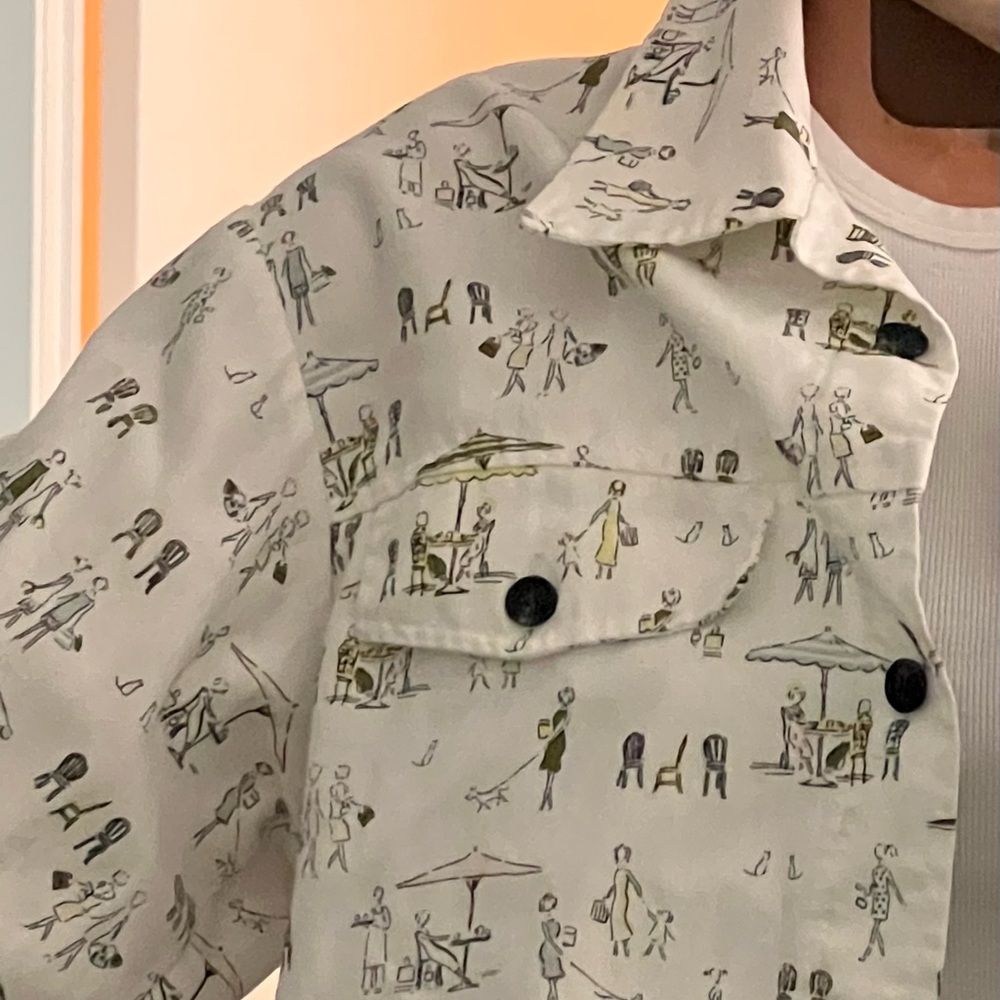 ‼️SOLD‼️VINTAGE thrifted parisian lightweight denim button up white